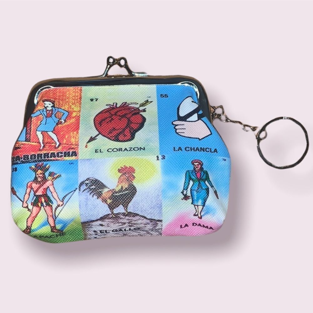 Mexican Loteria Zipper Pouch Keychain Coin Purse Mini Bag